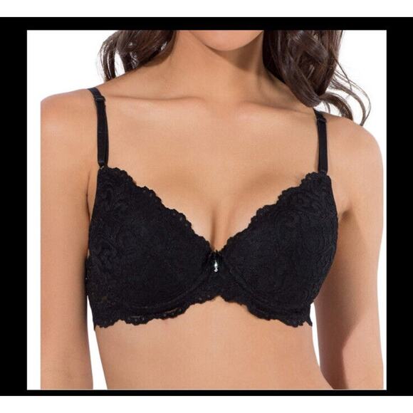 Smart and Sexy SA276 Add 2 Cup Sizes Push Up Bra Black Size 38C - Picture 1 of 8